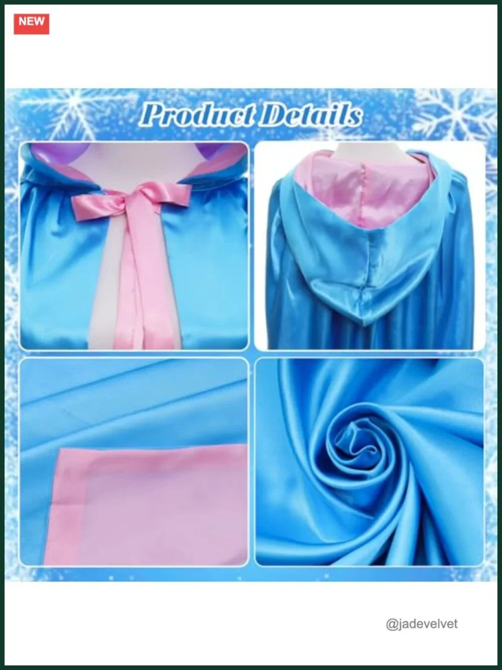 Cosplay Hooded Cape Satin Reversible Costume Robe Women